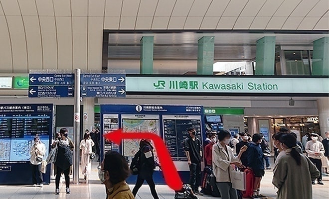 JR川崎駅の中央口改札から西口ラゾーナ川崎側へ